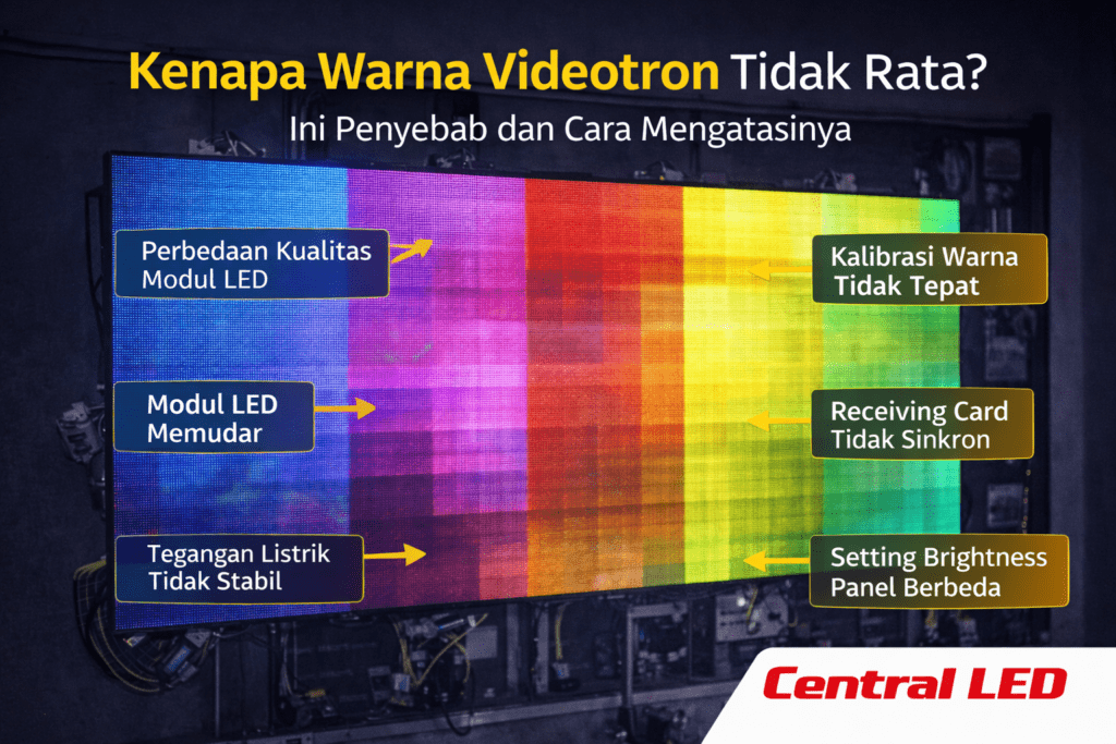 warna videotron tidak rata